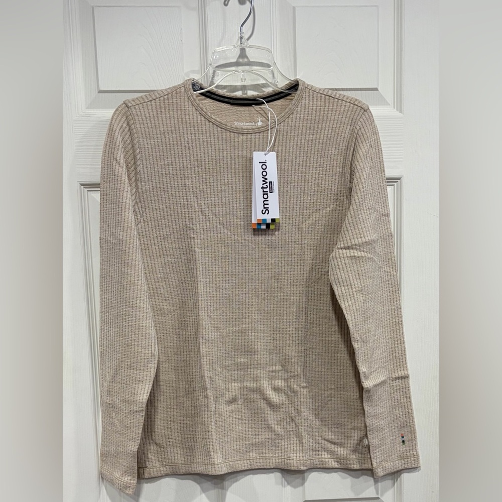 SmartWool Women's Large Thermal Ribbed Base Layer Top Tan NWT 100% Merino Wool
